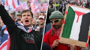 Twee massale demonstraties leggen Londen plat: tienduizenden mensen overspoelen de straten